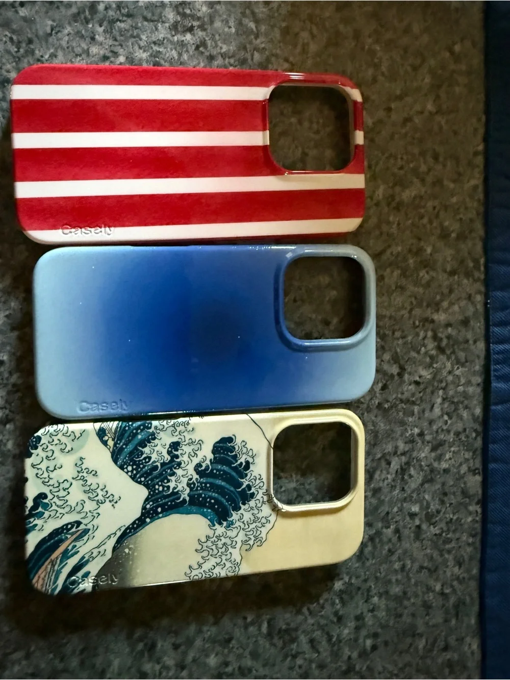Casetify Red & White Stripe, Blue Gradient, and Wave Art iPhone Case Bundle